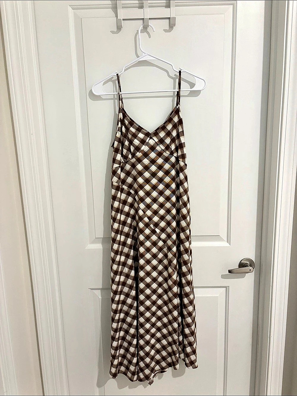 Old Navy Fit & Flare Tie-Back Asymmetrical Midi Dress Checkered Maxi Dress in